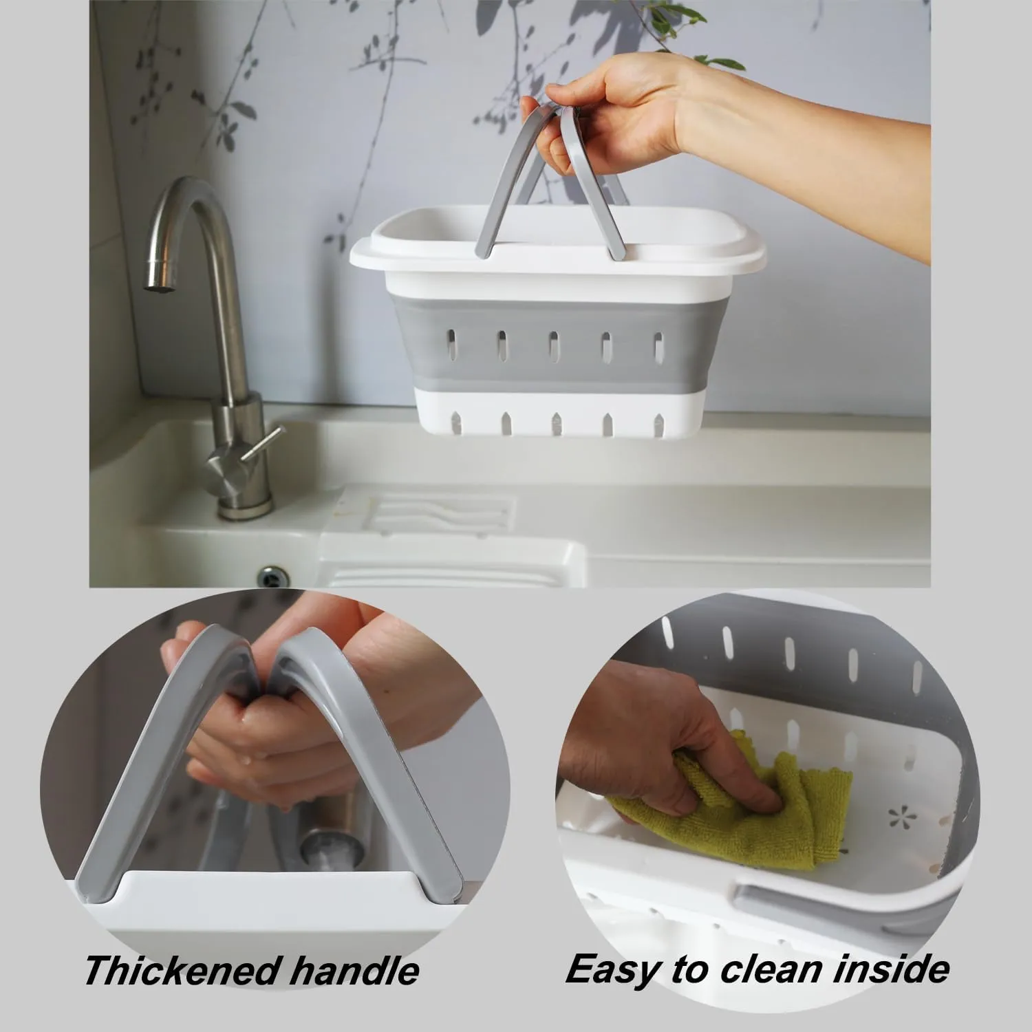 Portable Folding Plastic Bath Caddy with Handle, Perforated, Travel Bathroom Organizer for Bedroom, Bathroom, Shower, Dorm Room, Camping and RV Use (Orange, 2 pack)