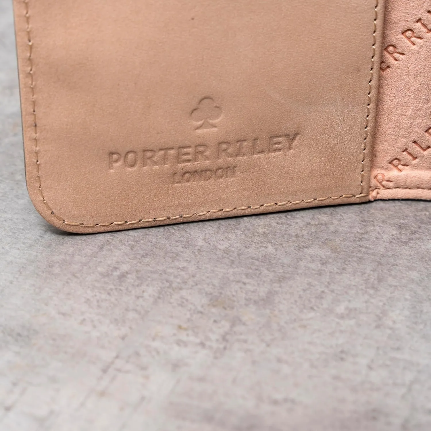 Porter Riley - Leather Case for iPhone 14. Premium Genuine Leather Stand/Cover/Wallet/Flip Case with [Card Slots] [Horizontal Stand] [Durable Frame] (Grey/Pink)