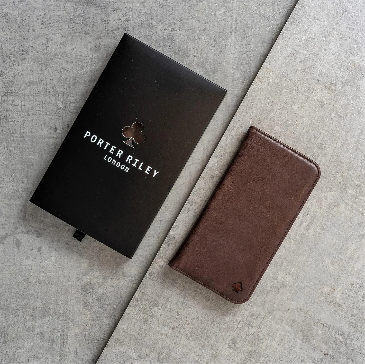 Porter Riley - Leather Case for iPhone SE 2022/20 and iPhone 8 / iPhone 7. Premium Genuine Leather Stand/Cover/Wallet/Flip Case with Card Slots & Horizontal Stand (Chocolate Brown)