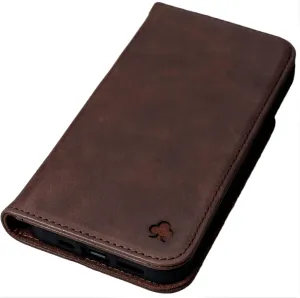 Porter Riley - Leather Case for iPhone SE 2022/20 and iPhone 8 / iPhone 7. Premium Genuine Leather Stand/Cover/Wallet/Flip Case with Card Slots & Horizontal Stand (Chocolate Brown)