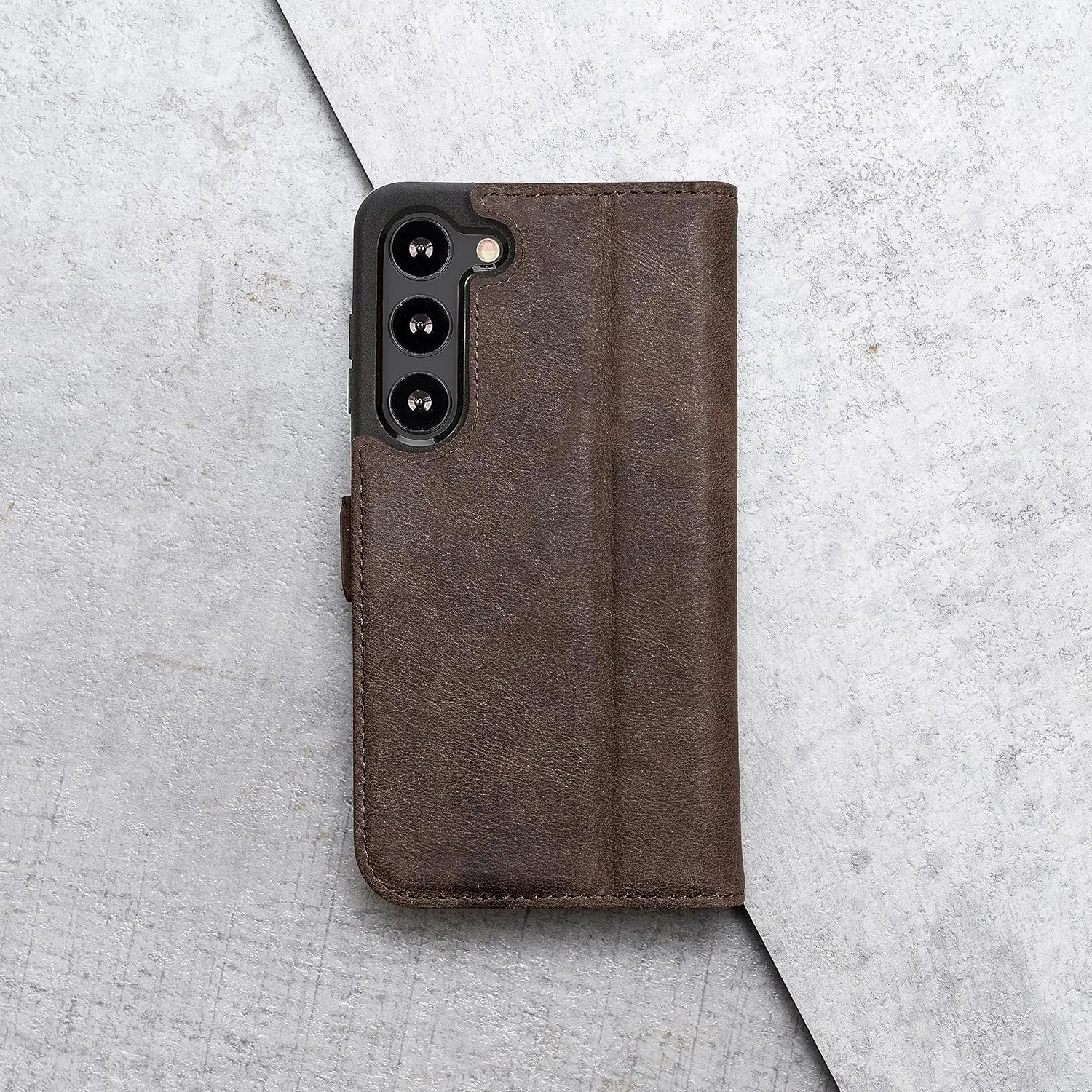 Porter Riley - Leather Case for Samsung Galaxy S24 Plus. Premium Genuine Leather Stand Case/Wallet/Cover (Chocolate Brown)