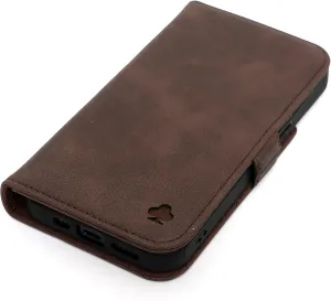 Porter Riley - Leather Case for Samsung Galaxy S24 Plus. Premium Genuine Leather Stand Case/Wallet/Cover (Chocolate Brown)