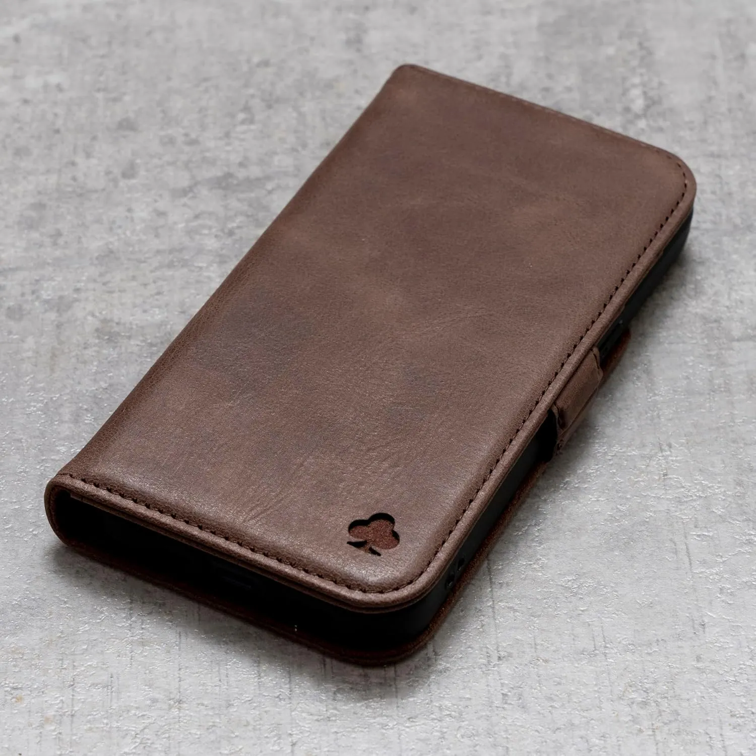 Porter Riley - Leather Case for Samsung Galaxy S24 Plus. Premium Genuine Leather Stand Case/Wallet/Cover (Chocolate Brown)
