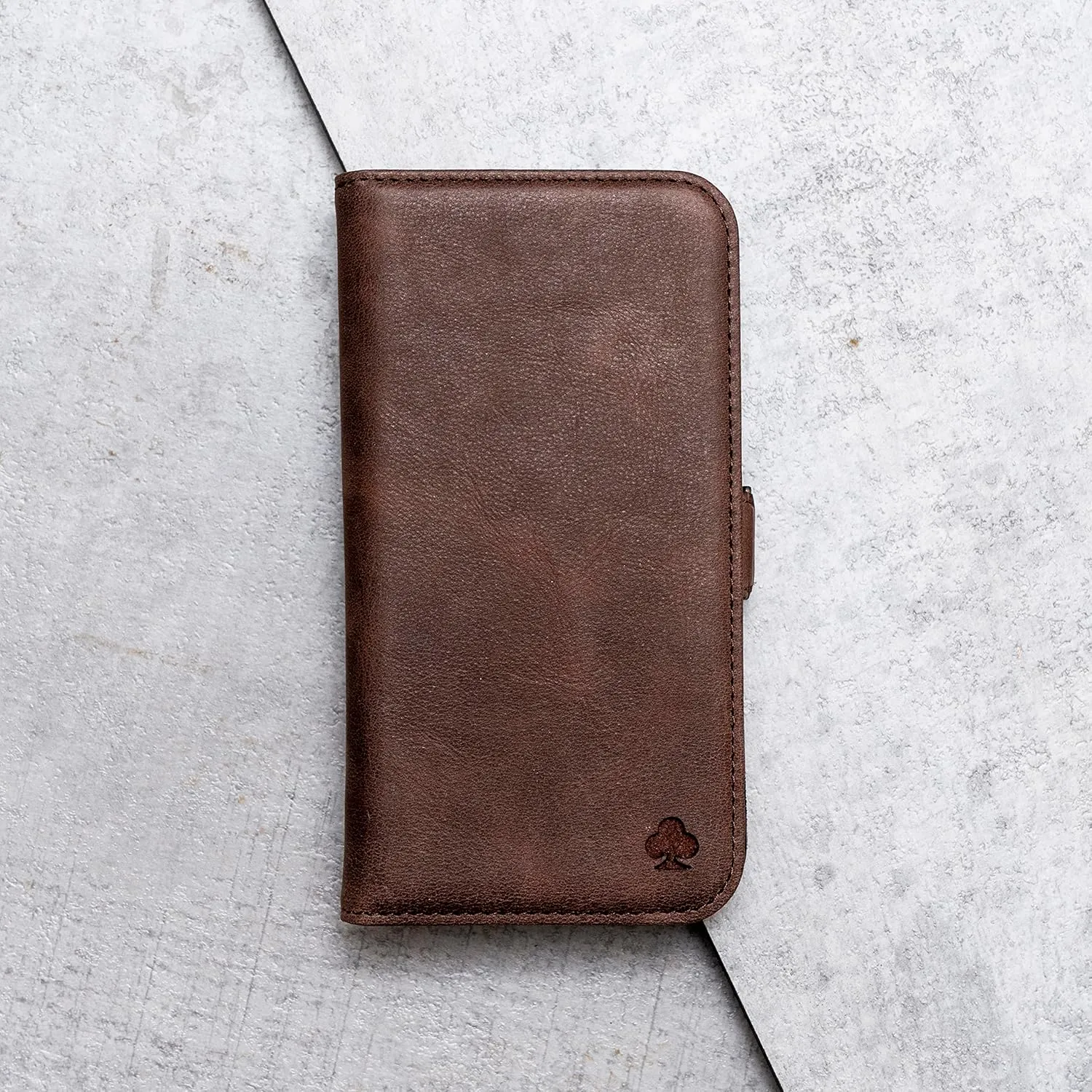Porter Riley - Leather Case for Samsung Galaxy S24 Plus. Premium Genuine Leather Stand Case/Wallet/Cover (Chocolate Brown)