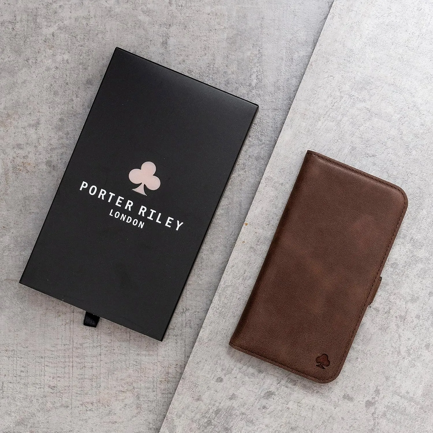 Porter Riley - Leather Case for Samsung Galaxy S24 Plus. Premium Genuine Leather Stand Case/Wallet/Cover (Chocolate Brown)