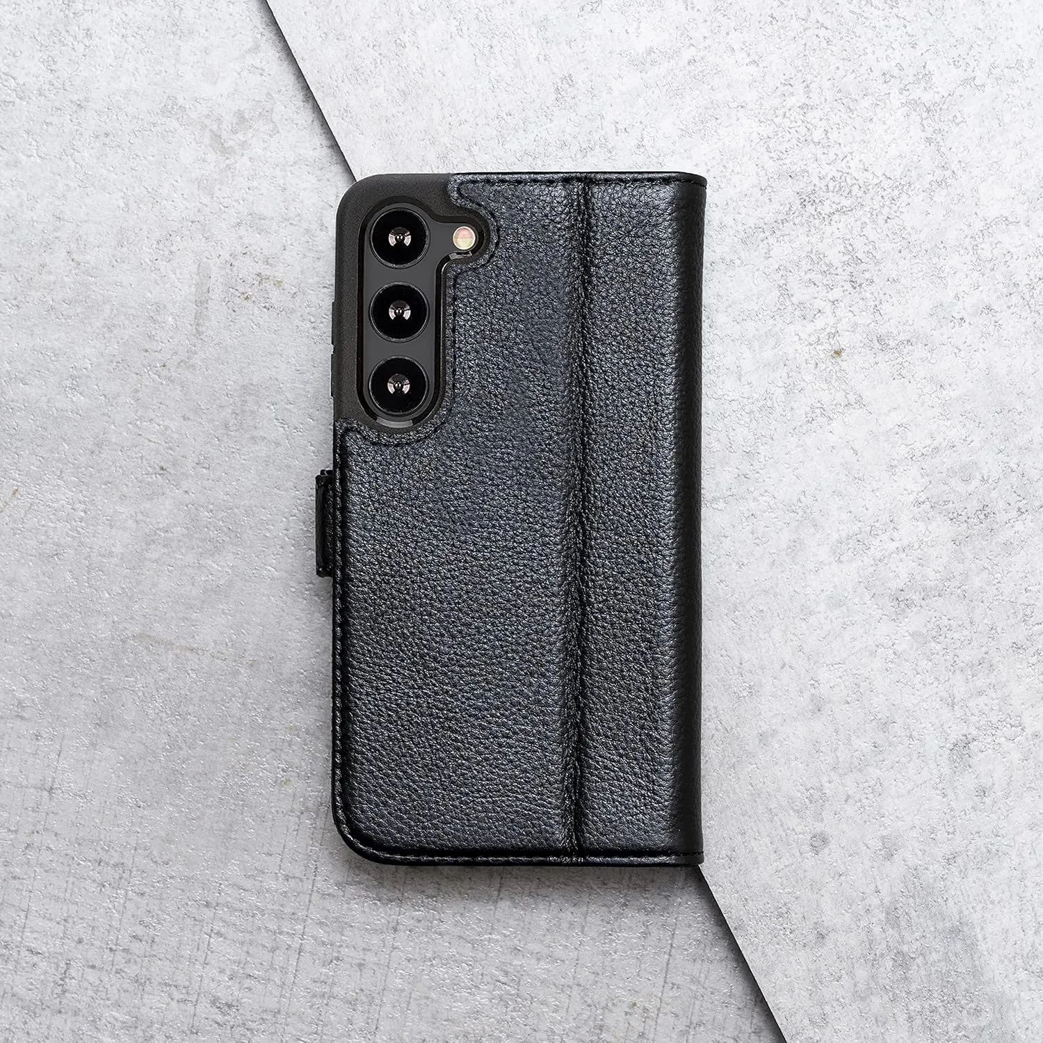 Porter Riley - Leather Case for Samsung Galaxy S24 Plus. Premium Genuine Leather Stand Case/Wallet/Cover (Pure Black)