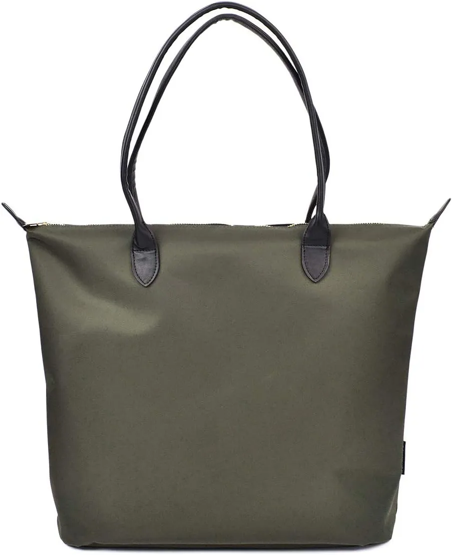Premium Large Nylon Tote Water Resistant Top Zip Shoulder Bag Handbag