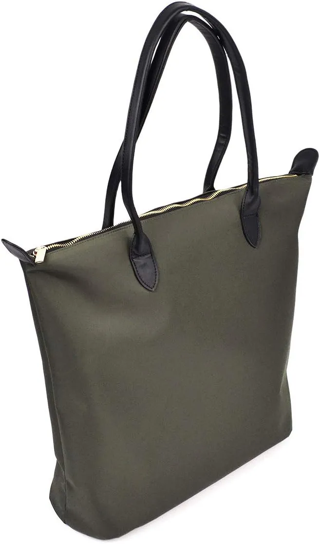 Premium Large Nylon Tote Water Resistant Top Zip Shoulder Bag Handbag