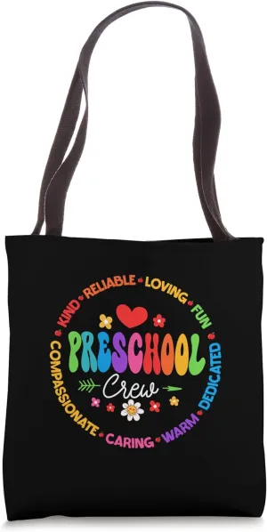 Preschool Crew Teacher Team Groovy 1st Day Of School Tote Bag