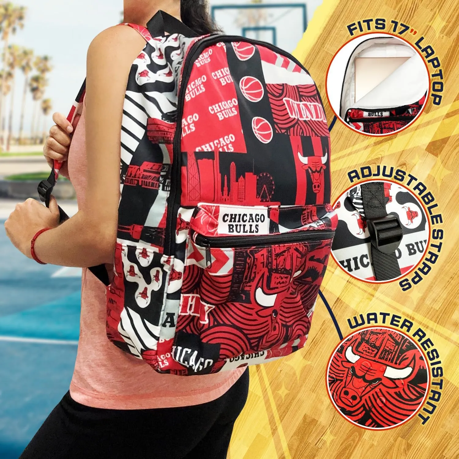 Pro Specialties Group Chicago Bulls basketball travel backpack, hiking, gym Backpack durable bag designed for men and women. Ideal for Adults, extra-large & waterproof use for various activities