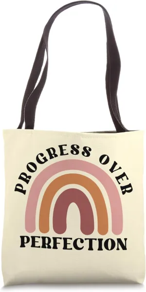 Progress Over Perfection Retro Motivational Teacher Tote Bag