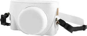 PULUZ Digital Camera Case for Sony ZV-1F Vlog Camera,Full Body Leather Camera Bag with Sony ZV-1F Case Shoulder Strap-Travel Protective Carrying Storage Bag (White)