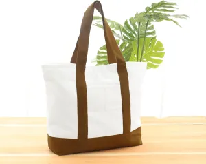 PurpleEssences Heavy Duty Canvas Tote Bag with External Pocket and Top Zipper Closure, Ideal for Women Daily Essentials