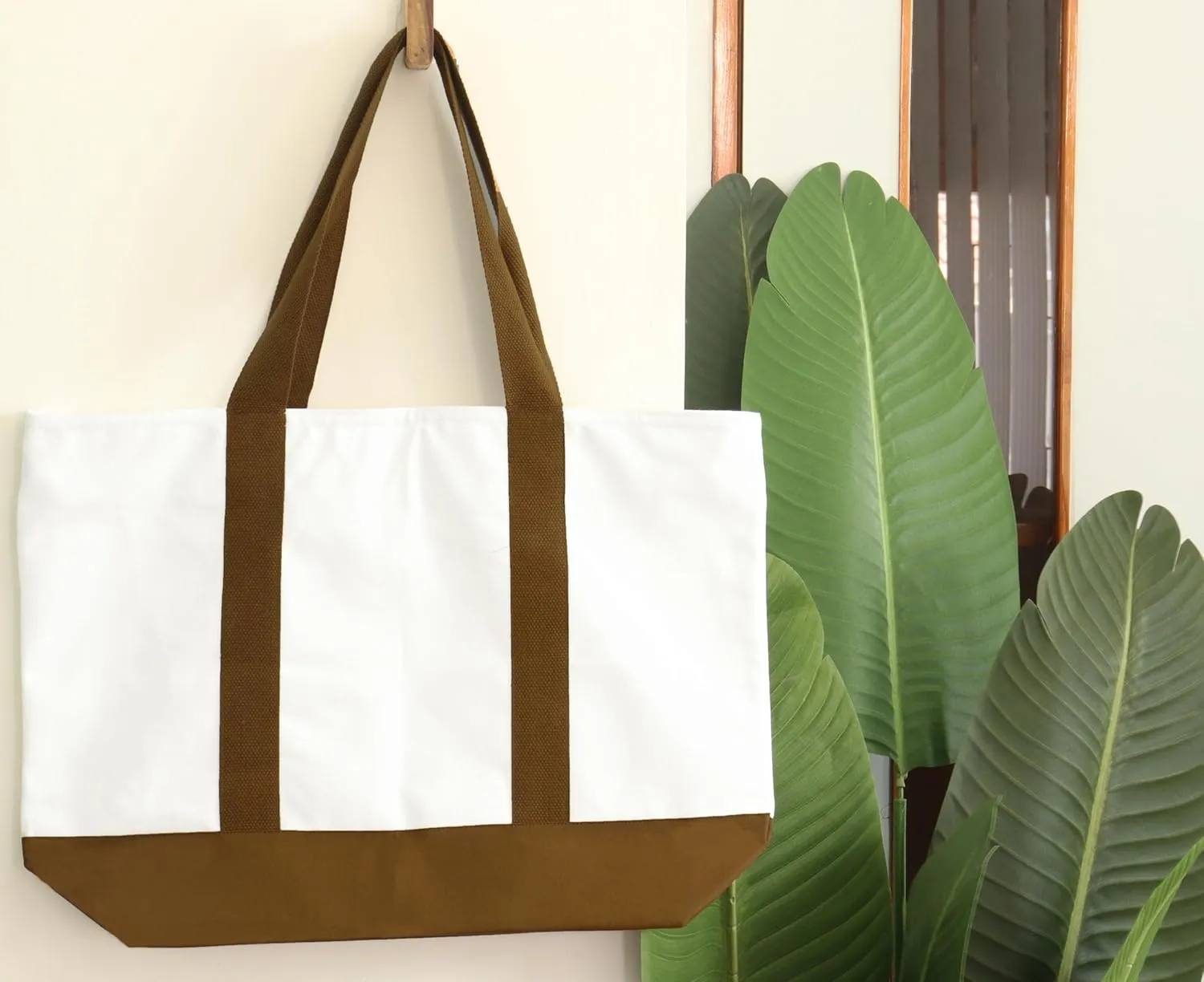 PurpleEssences Heavy Duty Canvas Tote Bag with External Pocket and Top Zipper Closure, Ideal for Women Daily Essentials