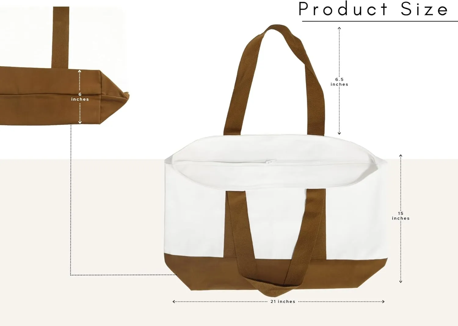 PurpleEssences Heavy Duty Canvas Tote Bag with External Pocket and Top Zipper Closure, Ideal for Women Daily Essentials