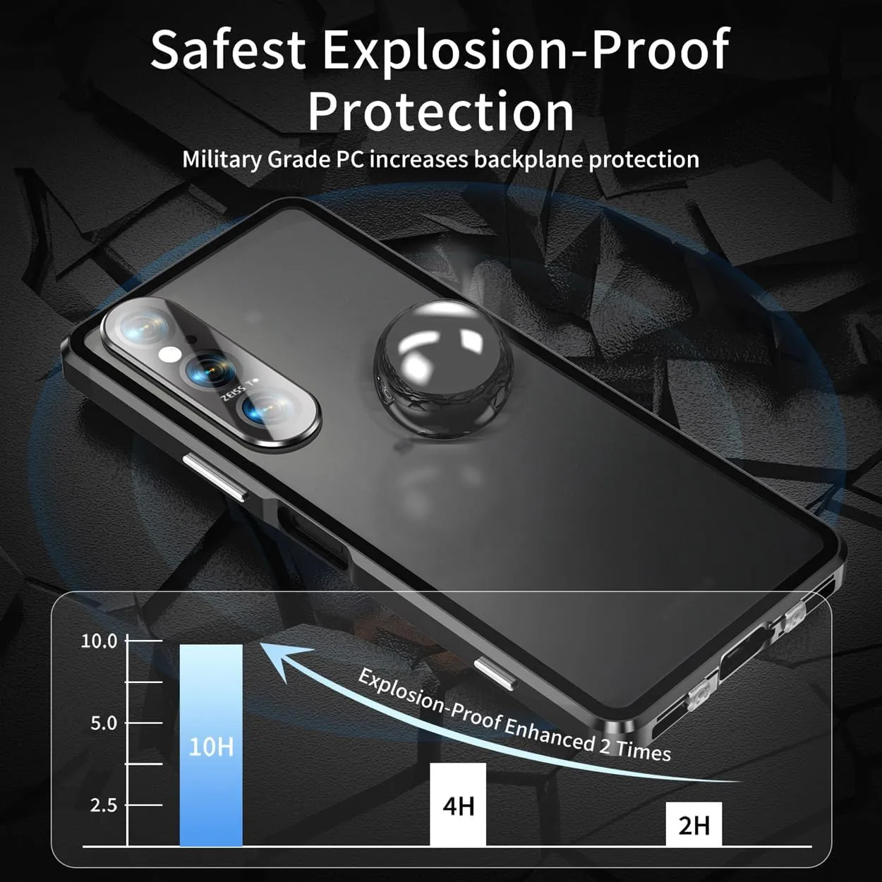 QUIETIP Case Compatible with Sony Xperia 1 VI 5G,Magnetic Body Metal Frame Double Sided Clear Tempered Glass Cover,Black