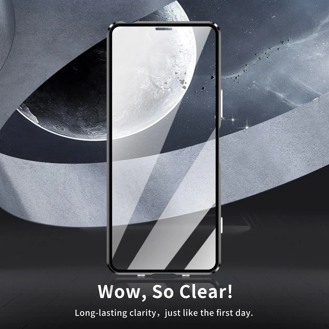 QUIETIP Case Compatible with Sony Xperia 1 VI 5G,Magnetic Body Metal Frame Double Sided Clear Tempered Glass Cover,Black