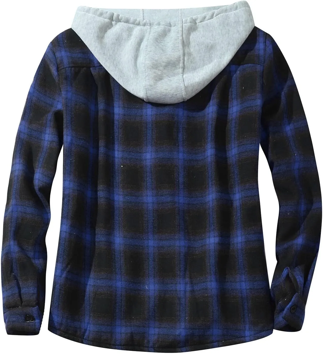 Quilted Lined Flannel Shirt Jacket for Men Hooded Zipper Pocket Long Sleeve Shirt Patchwork Flannel Shirt for Men