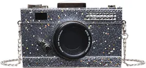 QZUnique Camera Shoulder Bag Snapshot PU Leather Crossbody Bag Vintage Novelty Cute Handbag Purse