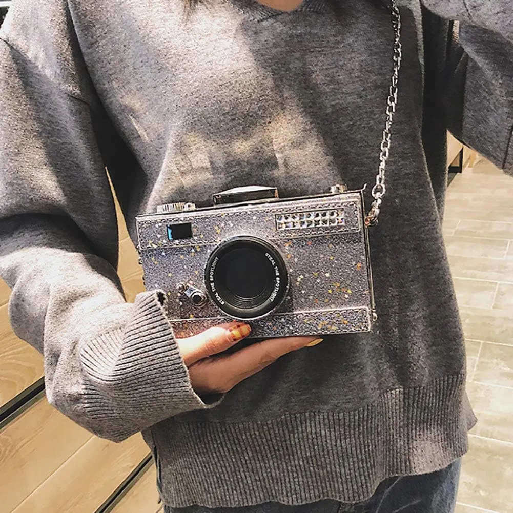 QZUnique Camera Shoulder Bag Snapshot PU Leather Crossbody Bag Vintage Novelty Cute Handbag Purse