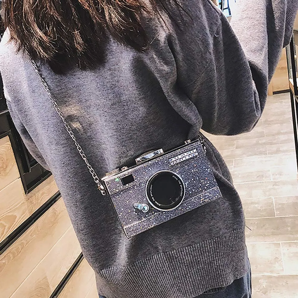 QZUnique Camera Shoulder Bag Snapshot PU Leather Crossbody Bag Vintage Novelty Cute Handbag Purse
