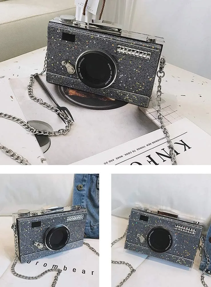 QZUnique Camera Shoulder Bag Snapshot PU Leather Crossbody Bag Vintage Novelty Cute Handbag Purse
