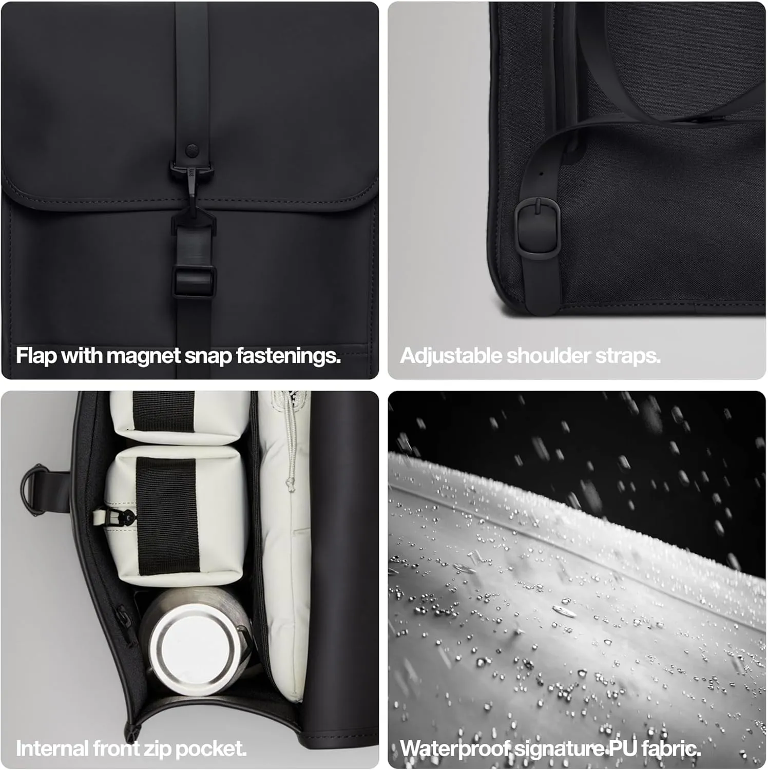 RAINS Backpack Mini - Waterproof Backpack for Men and Women - Laptop Bag for Work or Travel Black