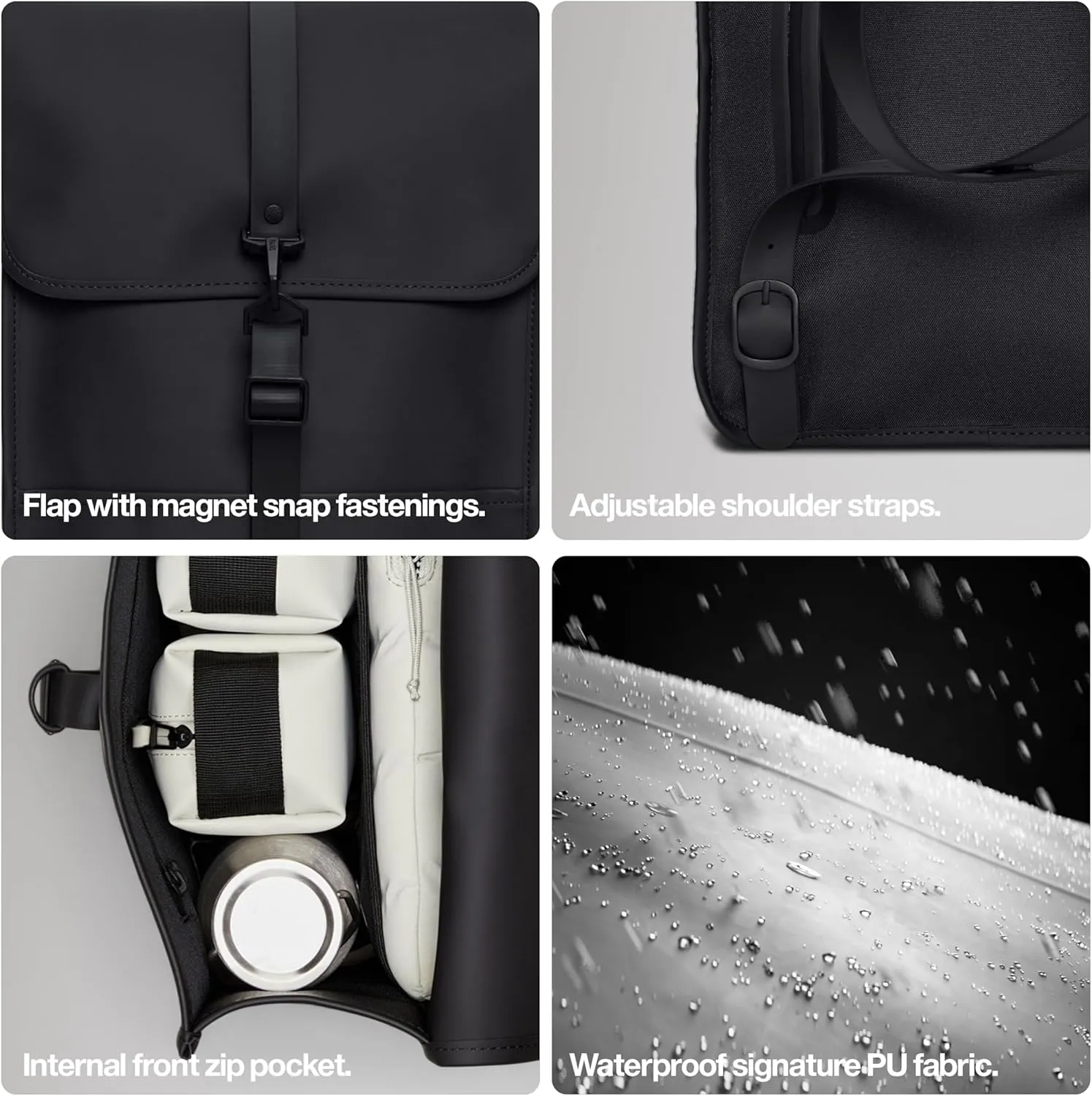 RAINS Backpack Mini - Waterproof Backpack for Men and Women - Laptop Bag for Work or Travel Grey