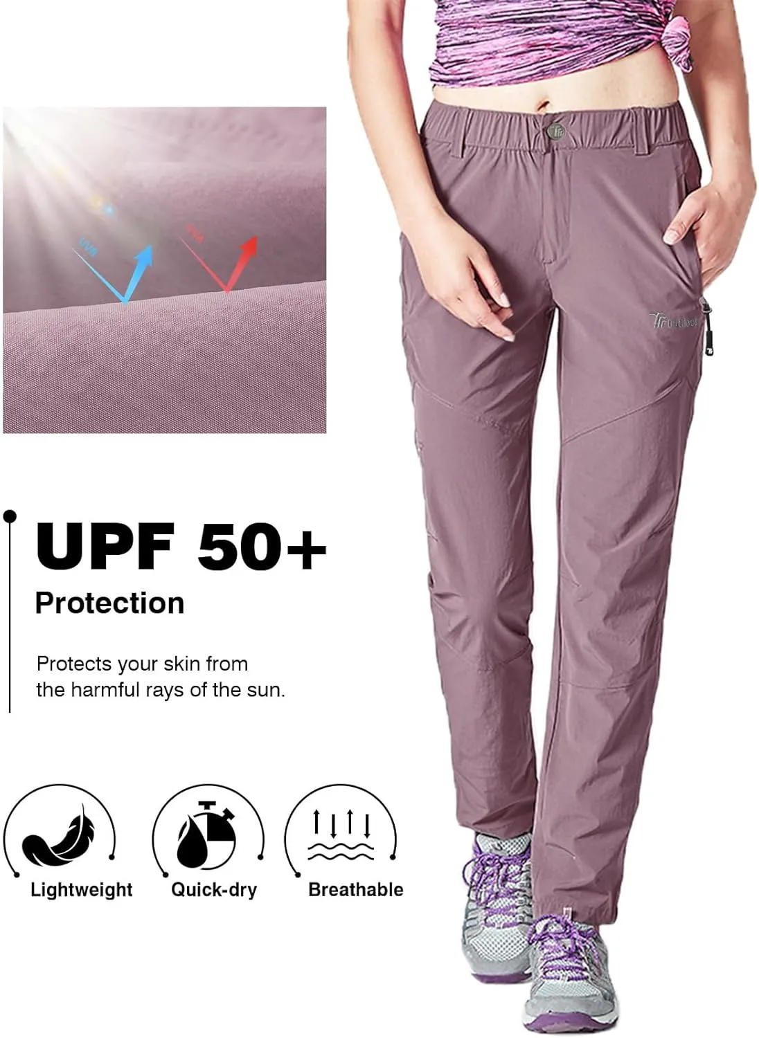 Rdruko Women's Hiking Pants Lightweight Quick Dry Water Resistant Outdoor Travel Fishing Pants with Pockets