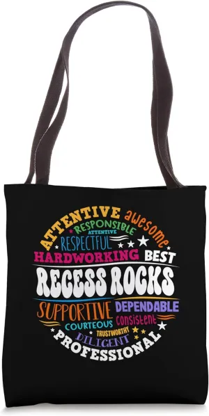 Recess Rocks Squad Teachers Students Monitor Back to School Tote Bag