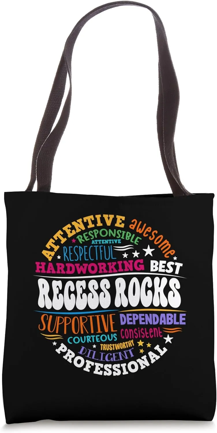 Recess Rocks Squad Teachers Students Monitor Back to School Tote Bag