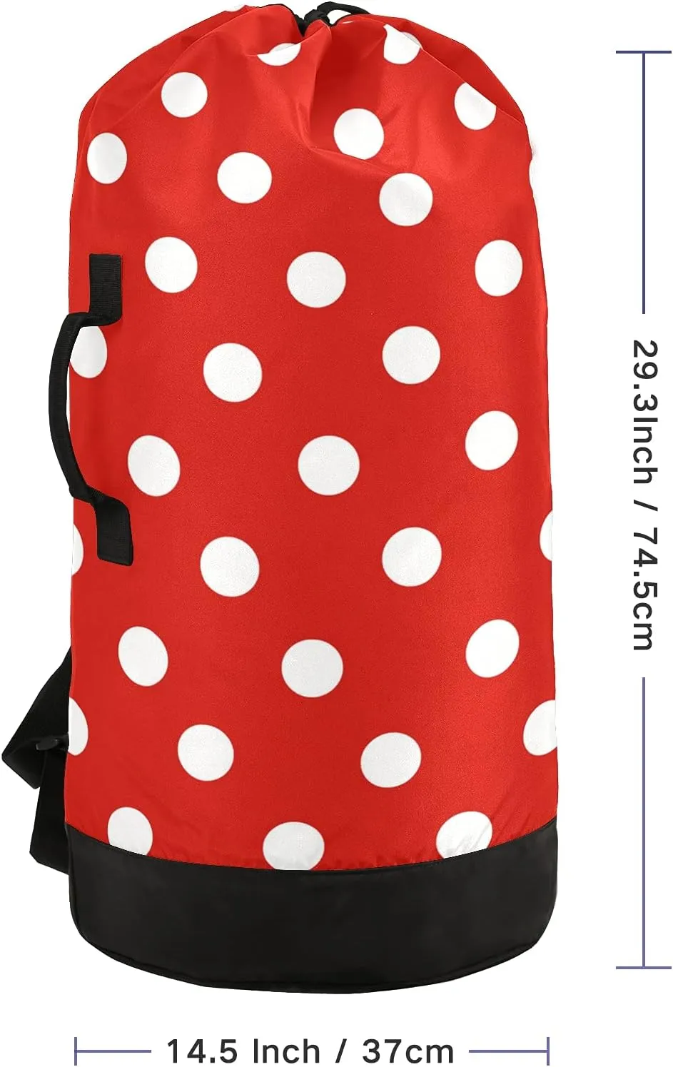Red Polka Dot Laundry Bag Large Heavy Duty Laundry Backpack with Shoulder Straps Waterproof Laundry bag for Traveling Camp Dirty Clothes Organizer for College Students