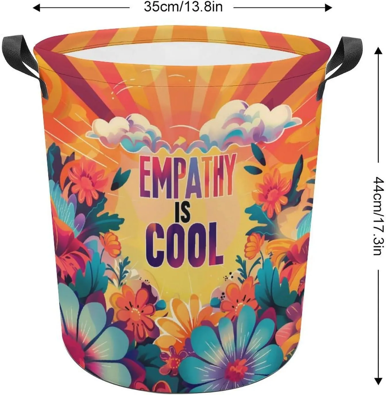 Retro Flowers Cloud Empathy Large Laundry Basket Laundry Hamper Bag Washing Bin Collapsible Tall With Handles Travel Bathroom College
