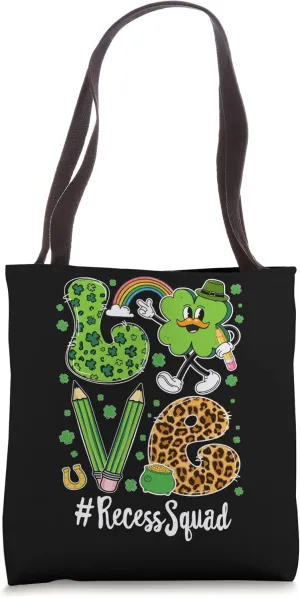 Retro Love Recess Squad St Patrick's Day Lucky Tote Bag