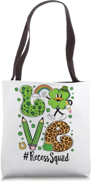 Retro Love Recess Squad St Patrick's Day Lucky Tote Bag