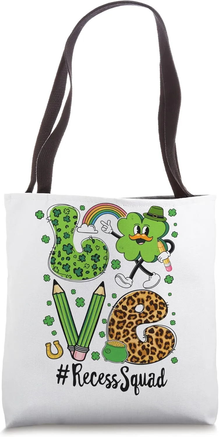 Retro Love Recess Squad St Patrick's Day Lucky Tote Bag