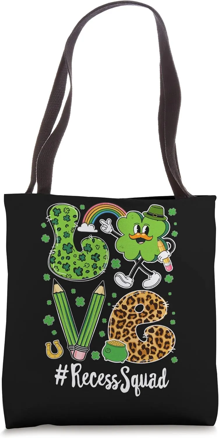 Retro Love Recess Squad St Patrick's Day Lucky Tote Bag