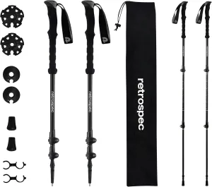 Retrospec Solstice Hiking Poles for Men & Women - Adjustable and Collapsible Lightweight Walking & Trekking Sticks - Aluminum w/Cork or Foam Grip