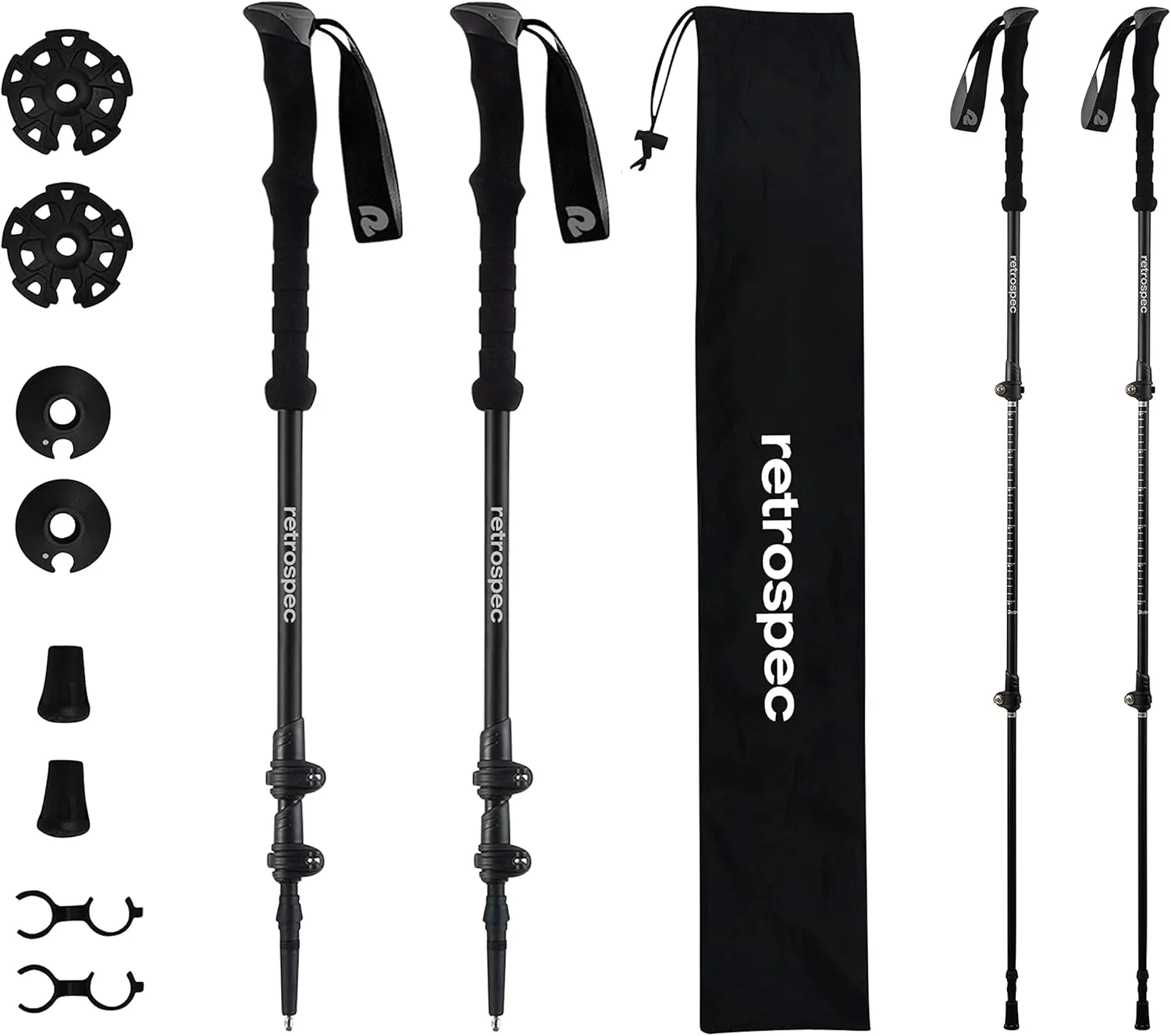 Retrospec Solstice Hiking Poles for Men & Women - Adjustable and Collapsible Lightweight Walking & Trekking Sticks - Aluminum w/Cork or Foam Grip