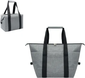 Reusable Insulated Cooler Tote Bag with Zipper for Grocery, Leakproof Thermal Shopping Bag with HD Insulation Foam, Cooler Bag for Cold Hot food, Picnic, Travel or Beach, Gray