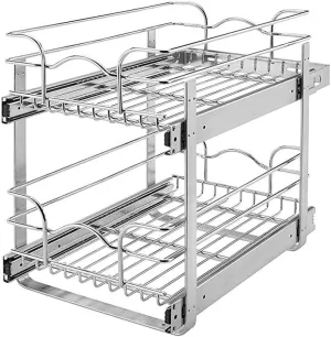 Rev-A-Shelf - 5WB2-1522-CR - 15 in. W x 22 in. D Base Cabinet Pull-Out Chrome 2-Tier Wire Basket