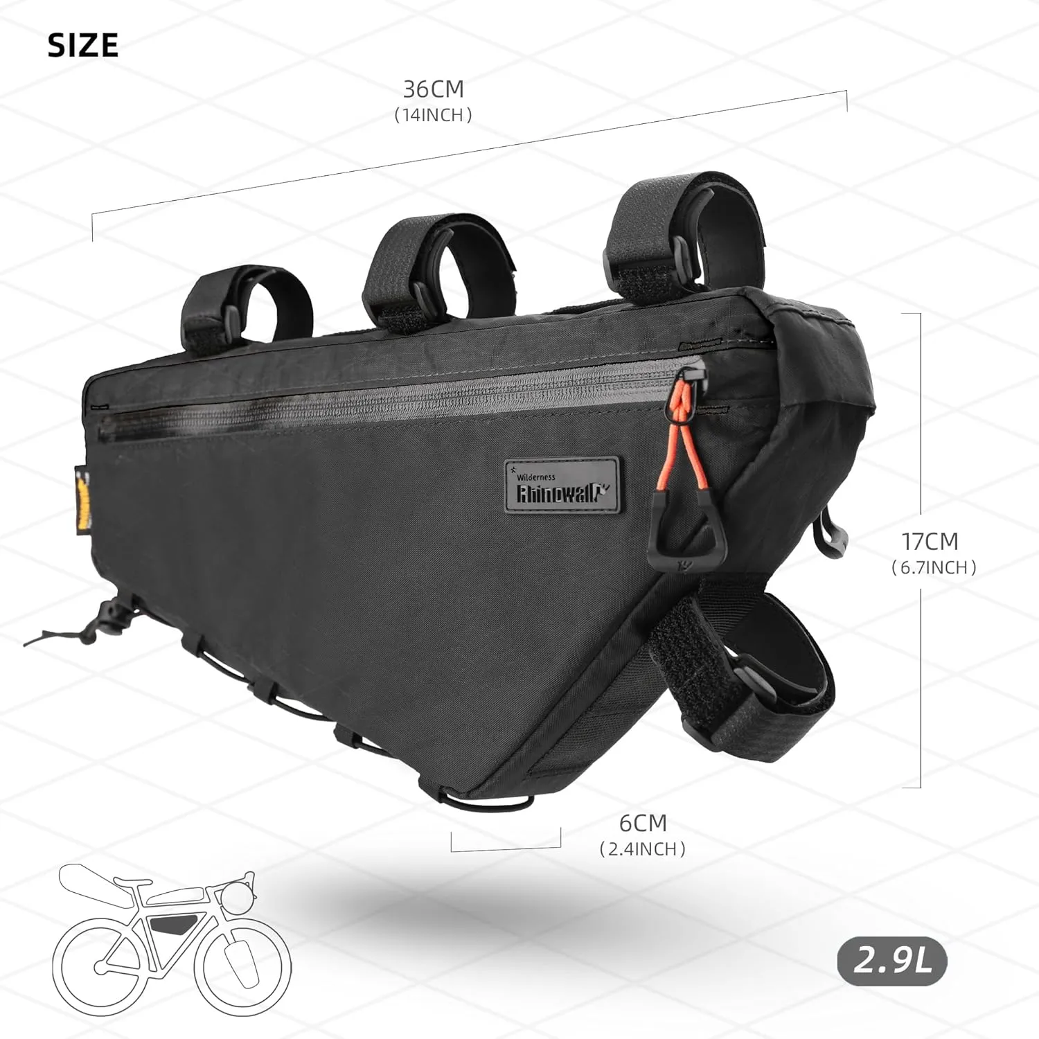 Rhinowalk Bike Frame Bag Bicycle Triangle Bag Under Top Tube Bag Front Storage Pouch Bicycle Touring Bikepacking