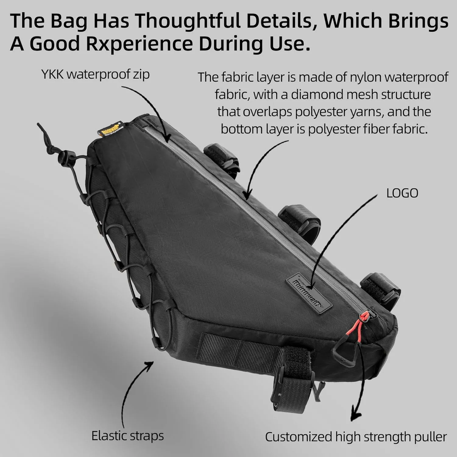 Rhinowalk Bike Frame Bag Bicycle Triangle Bag Under Top Tube Bag Front Storage Pouch Bicycle Touring Bikepacking