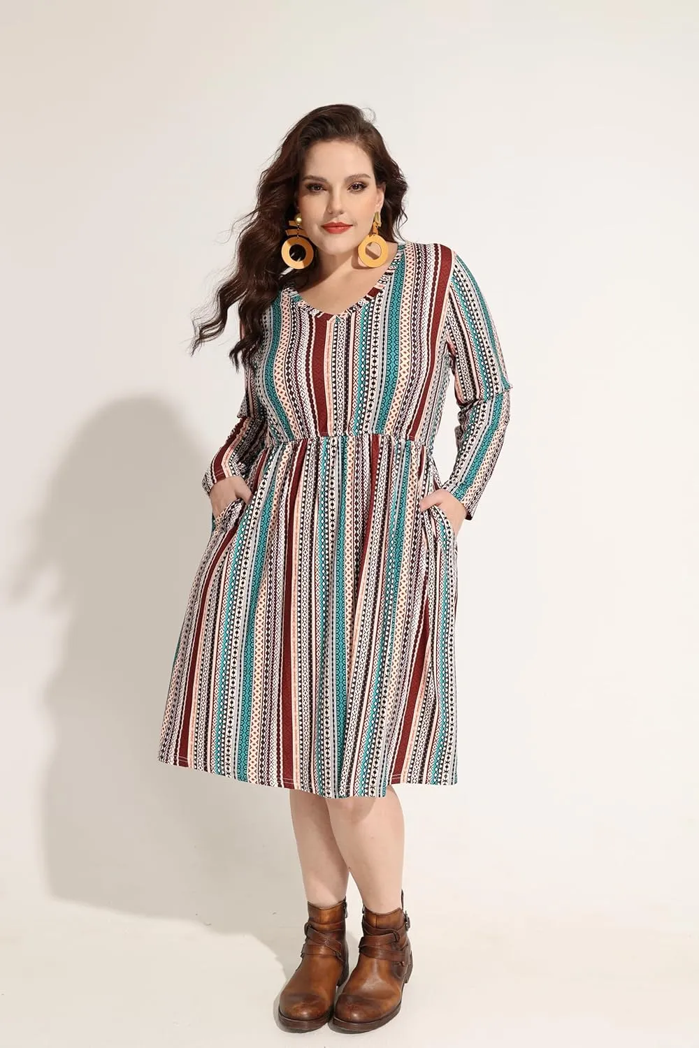 RITERA Plus Size Dresses for Curvy Women Summer Spring Womens Dress V Neck Short Sleeve Casual Dress with Pockets XL-5XL