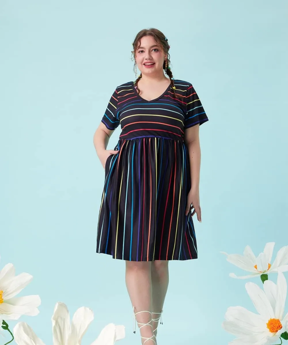 RITERA Plus Size Dresses for Curvy Women Summer Spring Womens Dress V Neck Short Sleeve Casual Dress with Pockets XL-5XL