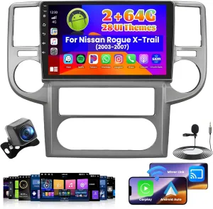Roinvou 2 64G Radio for Nissan Rogue X-Trail 2003 2004 2005 2006 2007 Android 13 Car Stereo Wireless Carplay, 10.1 inch Touch Screen for Nissan Rogue Android Auto   Backup Camera