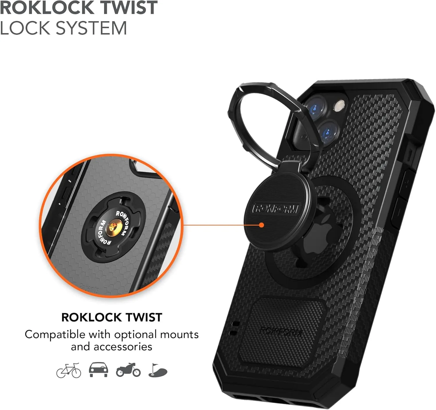 Rokform - iPhone 13 Case, Rugged Series, Dual Magnet Plus MagSafe Compatible, Magnetic Protective Apple Gear, iPhone Cover with RokLock Twist Lock, Drop Tested Armor (Black)