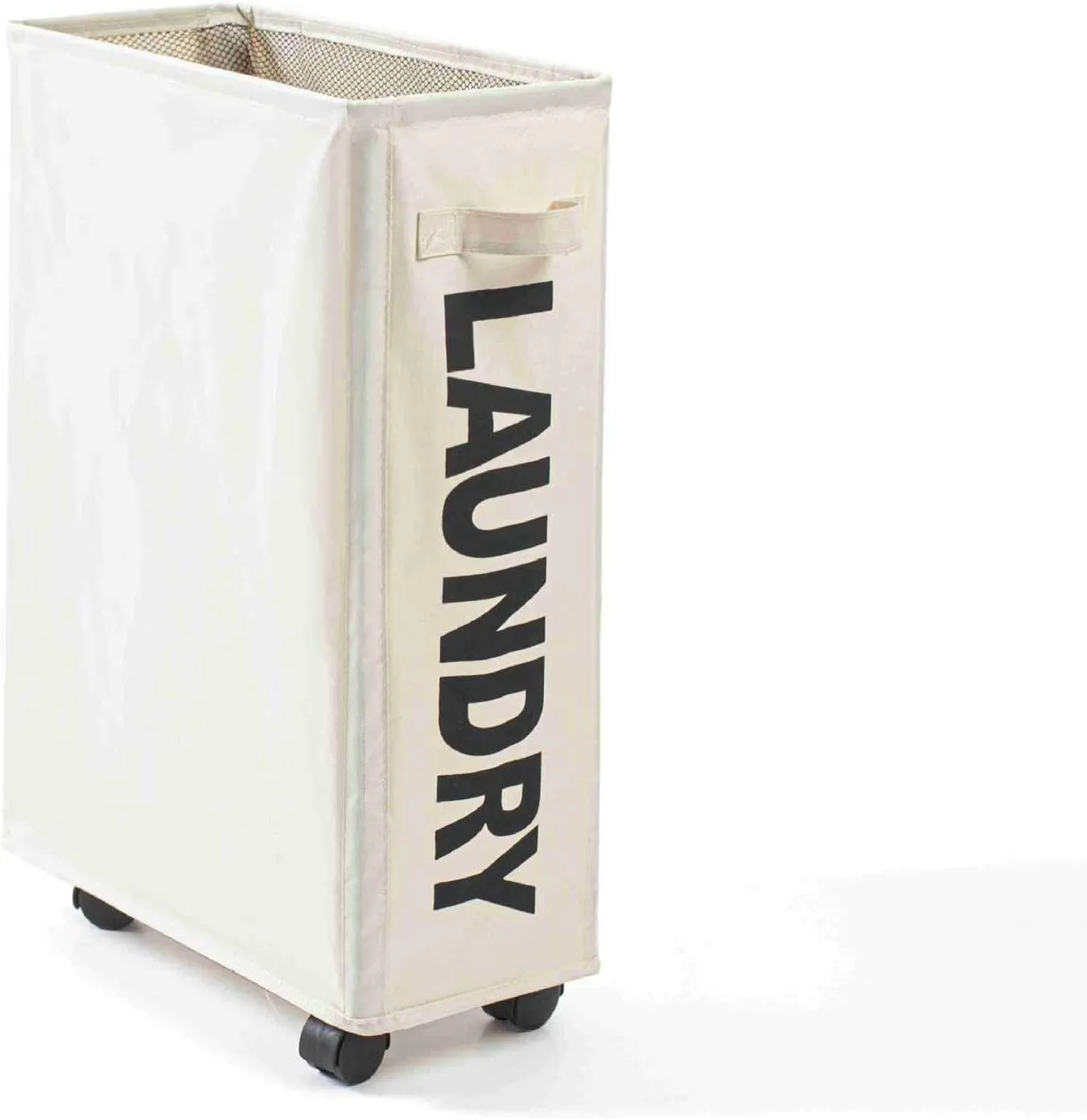 Rolling Slim Laundry Baskets Hamper Collapsible Dirty Clothes Hamper Tall Thin Laundry Basket Hamper on Wheels Home Corner Handy Waterproof Sorter Organizer Dorm Bathroom (Black)