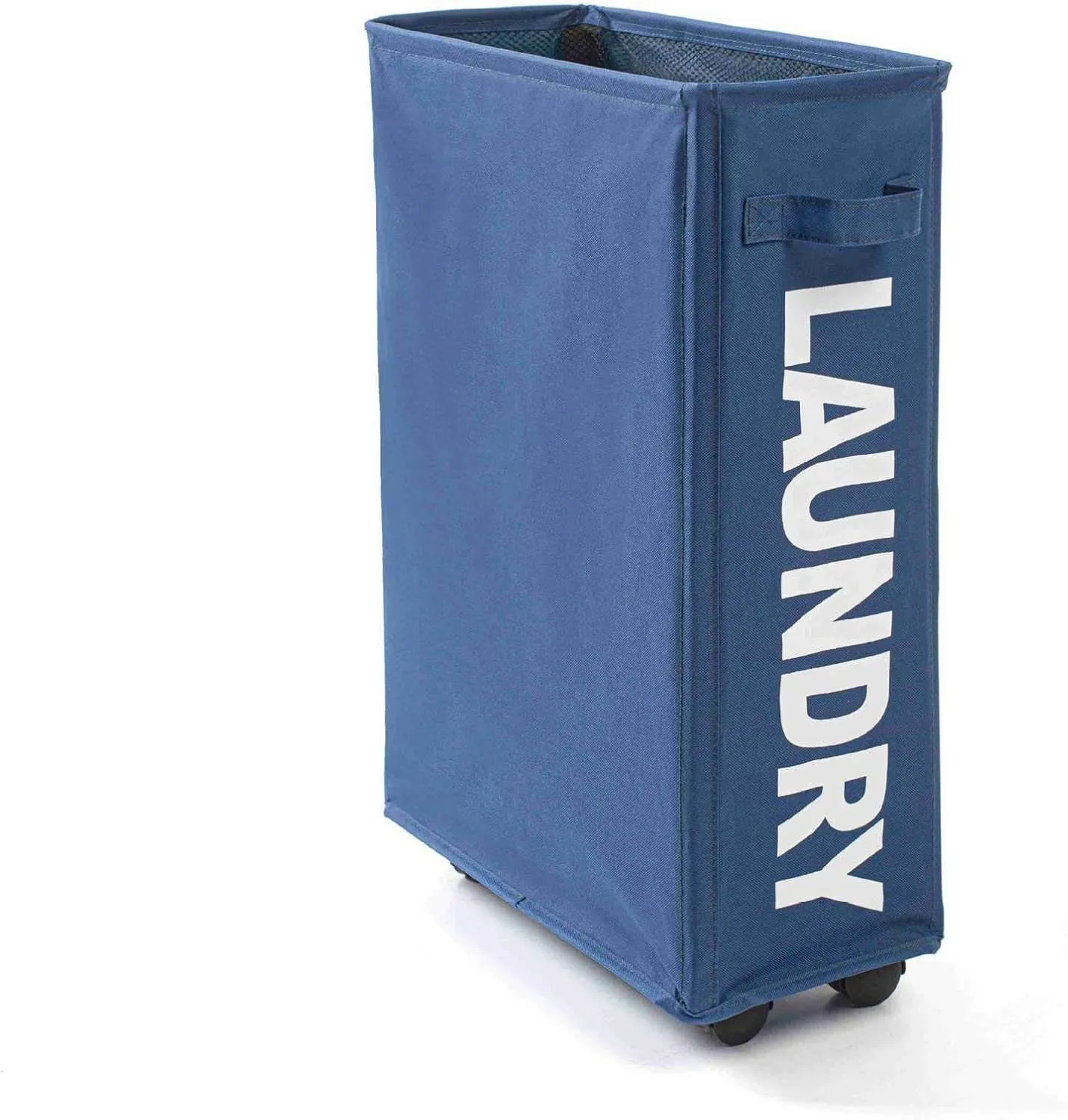 Rolling Slim Laundry Baskets Hamper Collapsible Dirty Clothes Hamper Tall Thin Laundry Basket Hamper on Wheels Home Corner Handy Waterproof Sorter Organizer Dorm Bathroom (Black)