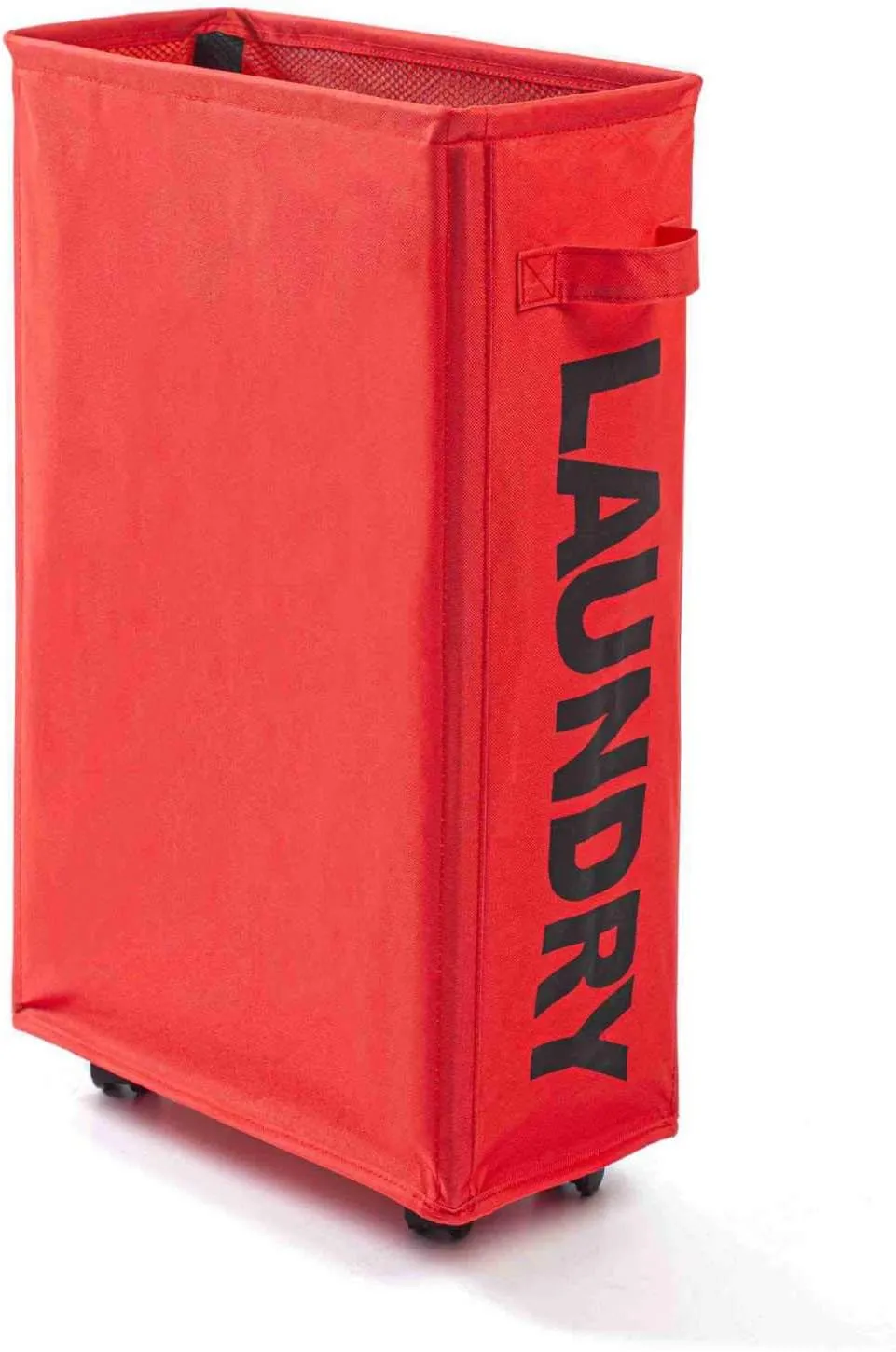 Rolling Slim Laundry Baskets Hamper Collapsible Dirty Clothes Hamper Tall Thin Laundry Basket Hamper on Wheels Home Corner Handy Waterproof Sorter Organizer Dorm Bathroom (Blue)